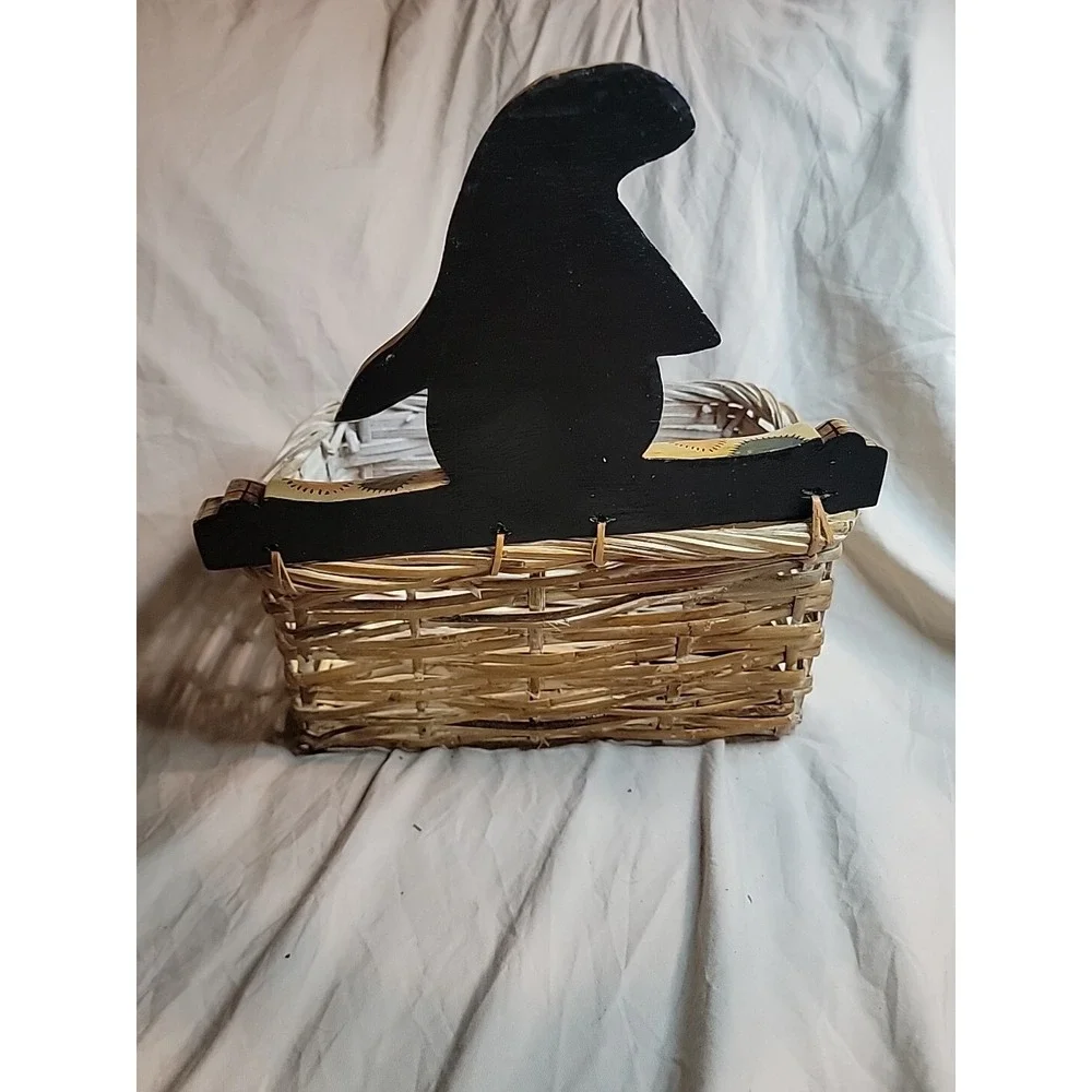 Pumpkin Basket Wood‎ and Woven Wicker Scarecrow Pumpkin Fall Autumn Decor 12